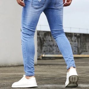 Men Skinny Ripped Jeans With Heart